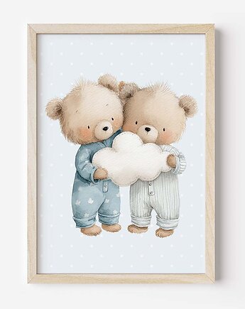 Plakat Na Ścianę Dla chłopca Niebieskie misie nr. 14, Dekoracjan