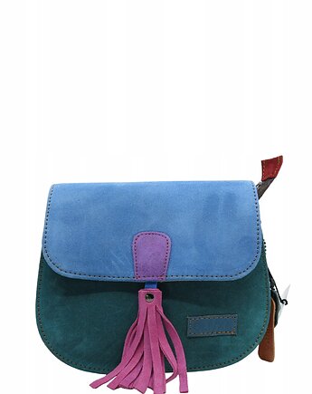 Torebka listonoszka zamszowa damska regulowany pasek kolorowa OLIVKA, Olivka Warsaw