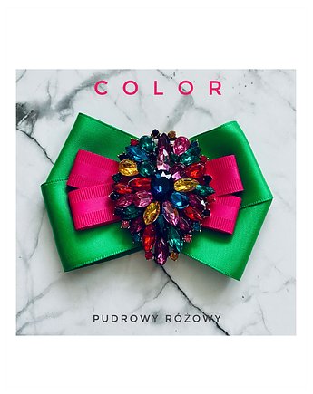 Brosza z kolekcji COLOR  z kolorowym kryształem, Pudrowy Różowy