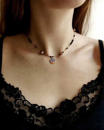Choker z zachodem słońca z kamieni słonecznych, KRASNA Design