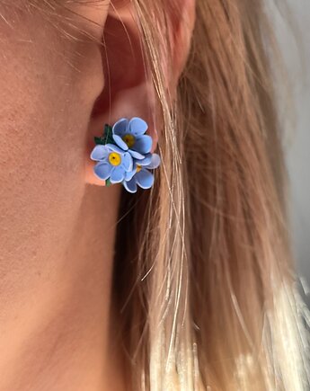 Kolczyki Niezapominajki z gliny polimerowej  biżuteria kwiatowa, MariaPolymer