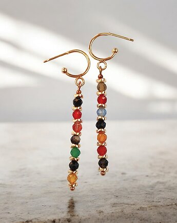 Jesienne patyczaki : długie kolczyki : agat, ozdobne sztyfty, kaktusia