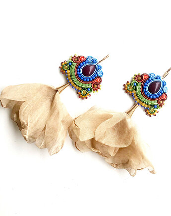 Sutaszowe kolczyki CANCUN z kwiatami, Sylwia Żak