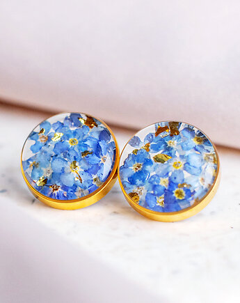 Kolczyki sztyfty z niezapominajkami, nature gift