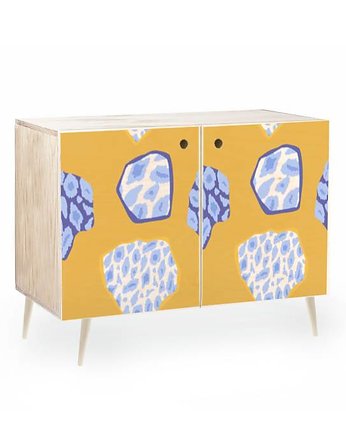 Komoda "credenza double" w stylu mid century/PRL ze sklejki - Colorful panther, art and texture