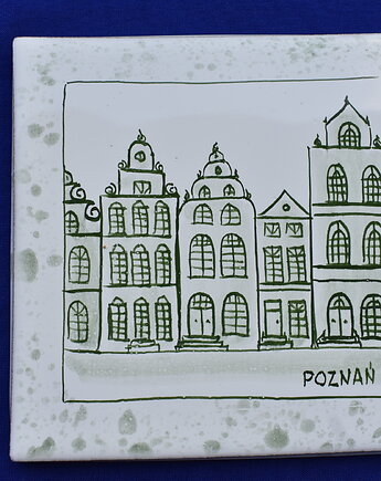 Kafel ręcznie malowany - Kamieniczki Poznań, Kobaltowa Sroka