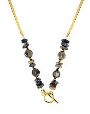 Naszyjnik płaska Żmijka w pięknych brązach, Kulka Bransoletki