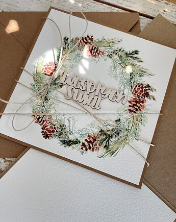 Wyjątkowa ręcznie robiona kartka świąteczna na Boże Narodzenie, sorte