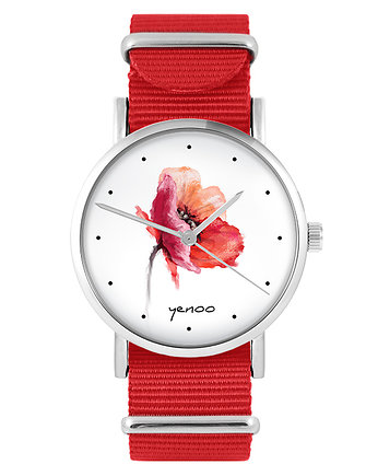 Zegarek - Mak - czerwony, nylonowy, yenoo