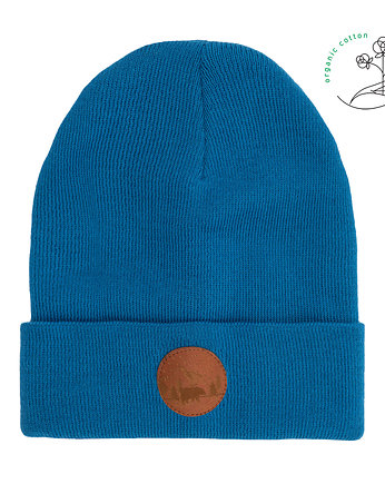Czapka beanie z bawełny organicznej szafirowy, KABAK