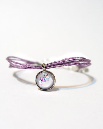Bransoletka - Motyle - sznureczki, fioletowa, yenoo