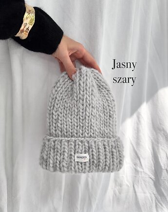 Czapka Lily 100% wełna *jasny szary*, GANGSTA KNIT