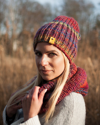 MAXCOLOR Komplet czapka i komin "wesoły melanż", sploteka