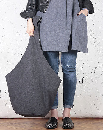 Short Boogi Bag grafitowa  / torebka hobo / boho, hairoo
