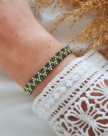 Zielona bransoletka zygzak, LEI handmade 