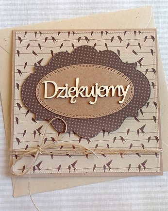 DZIĘKUJEMY : kartka handmade : podziękowanie : brąz, kaktusia