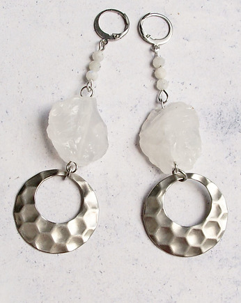 UNIKATOWE kolczyki : kryształ górski, kaktusia