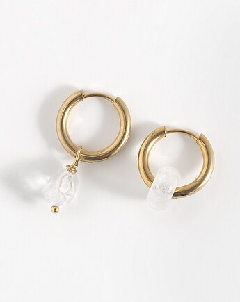 Złote kolczyki koła Kryształ górski, ech studio