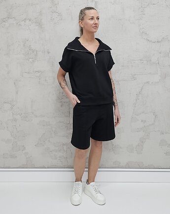 Amrita komplet bezrękawnik z zamkiem i spodenki Black, Ablush