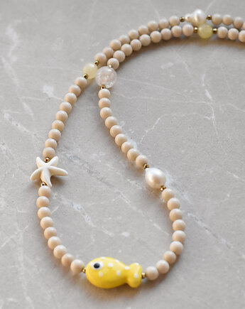 Naszyjnik z rybką i kamieniem rzecznym, theZuzu store