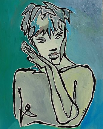 Kolorowy obraz  do salonu boy, alice oil on canvas