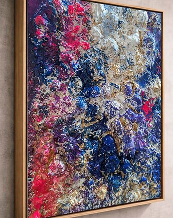 Ręcznie malowany autorski obraz strukturalny 3D płaskorzeźba XXL, Diana Abstract Art