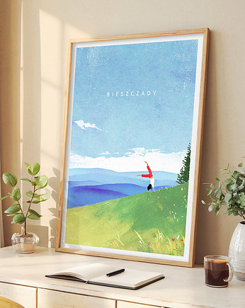 Bieszczady - plakat 50x70 cm - w górach z pozytywną energią, minimalmill