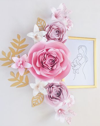 Duże kwiaty na ścianę  - kolory róż i złoto, So cute So lovely