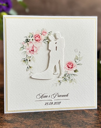 Personalizowana kartka ślubna z ozdobną kopertą / Wedding Charm, wp26, Anna Art and Crafts