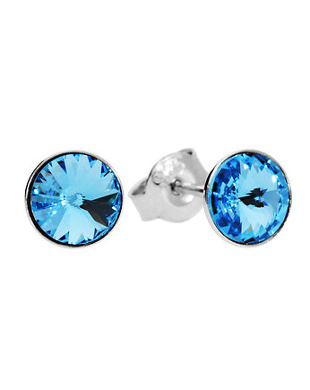 Małe kolczyki sztyfty niebieskie oczka Swarovski, KOM Biżuteria