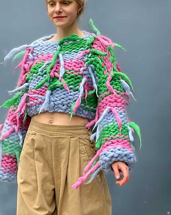 100% Merino sweter na drutach, PANAPUFA