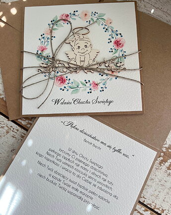 Wyjątkowa ręcznie robiona kartka na chrzest od matki chrzestnej, sorte