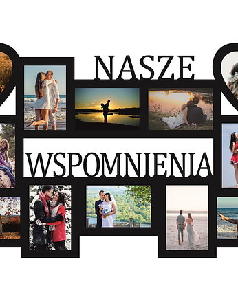 Multirama ramka na zdjęcia z napisem Nasze Wspomnienia mdf 12 zdjęć serca, Wajdrew