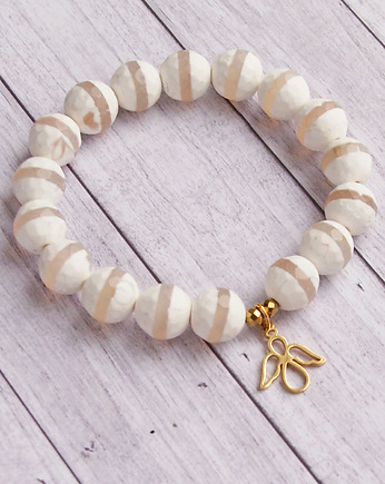 Aniołek, agat tybetański : white, kaktusia