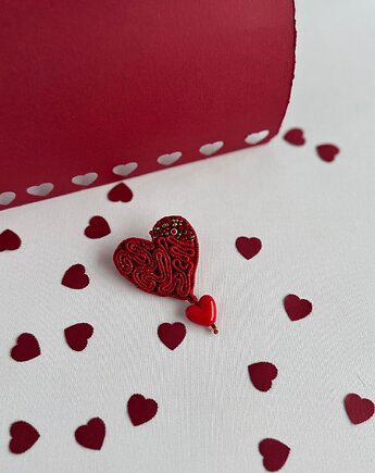 Broszka serce czerwone małe, mahabi