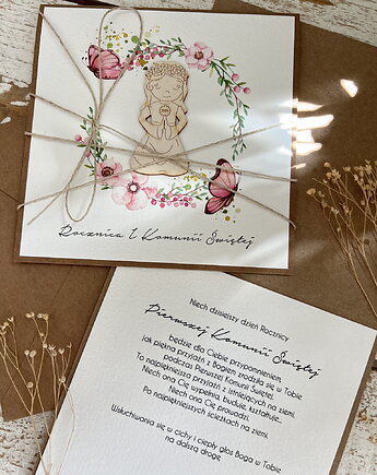 Kartka ręcznie robiona z okazji rocznicy komunii świętej - odnowienie przyrze, sorte