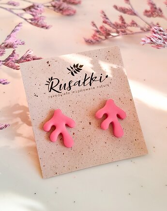 Kolczyki sztyfty z koralowcem, wakacyjna biżuteria morska, prezent dla niej, Dary Rusałki