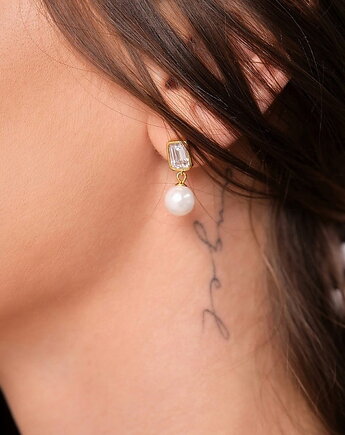 Kolczyki z perłami i cyrkoniami- srebro 925 pozłacane, Coccola JEWELLERY