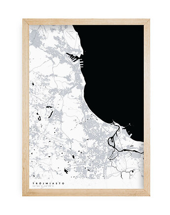Mapa Trójmiasta,  Plakat Trójmiasto,  Mapy miast, PLAKATY GEOMETRYCZNE