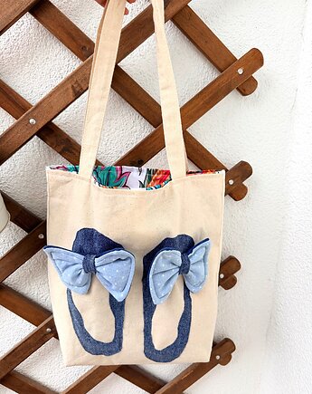 Torba SHOPPER BAG 100% bawełna zero waste denim BALETKI, Zajawki na Skrawki