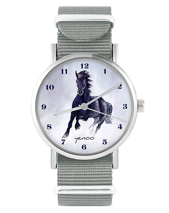 Zegarek - Czarny koń cyfry - szary, nylonowy, yenoo