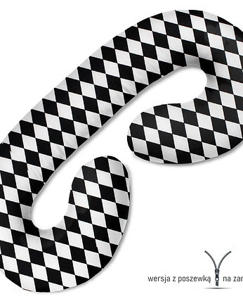 Poduszka ciążowa do spania i karmienia Czarno białe romby, Baby Love Decor