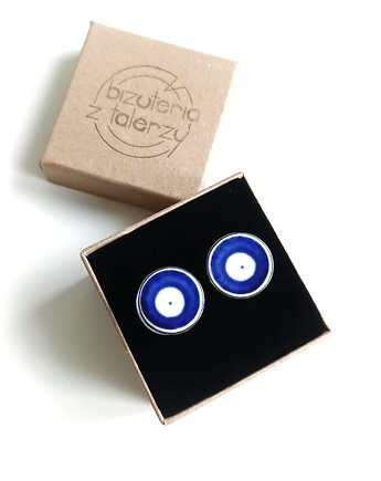 Spinki Bolesławiec, biżuteria z talerzy