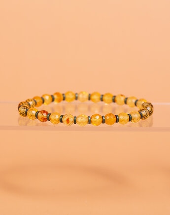 Bransoletka z fasetowanym bursztynem bałtyckim, Amber by Baco