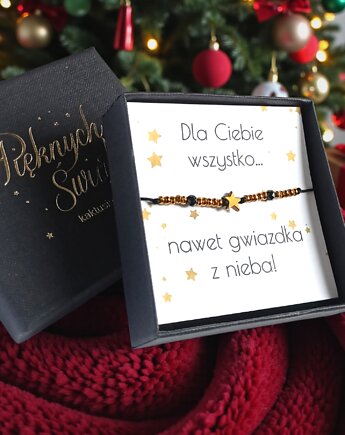 Świąteczna bransoletka - pomysł na prezent - świąteczne pudełko - glam, kaktusia