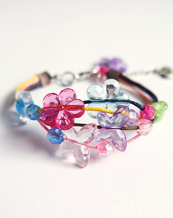 Bransoletka - Kolorowe motyle 1 - sznureczki, yenoo