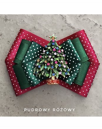 Świąteczna Brosza z Choinką NEW Mikołajki, Pudrowy Różowy