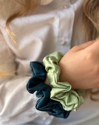 Jedwabna scrunchie gumka frotka mini zielona morska, Zdunetti