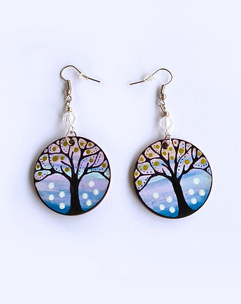 Magia drzew, kolczyki ręcznie malowane, ajlla