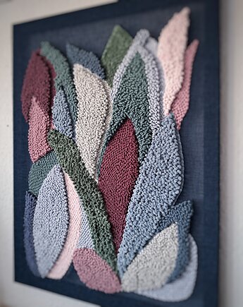 Obraz 3d punch needle liscie, PUCHAKI